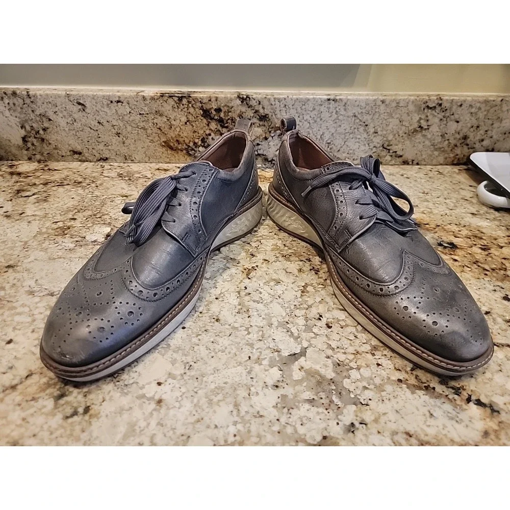 Ecco St. 1 Hybrid Brogue Mens Oxford Shoe Dress Casual Distressed Gray Sz US 13